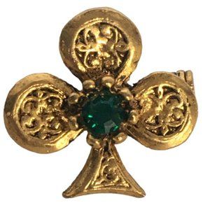 St Patricks Day Shamrock Pin Small Touch of Green Center Jewelry March Accessory